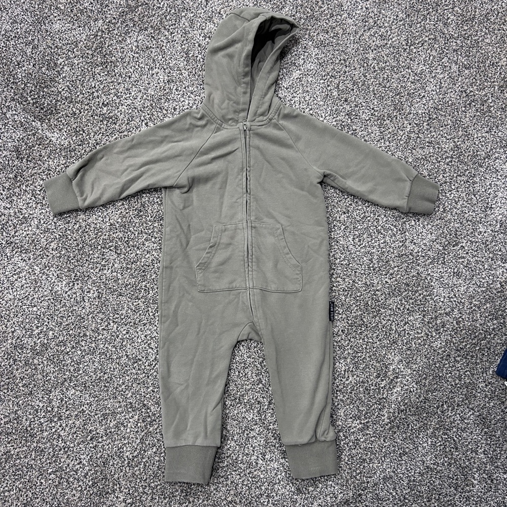 Little Bipsy Hooded Baby Romper - Olive